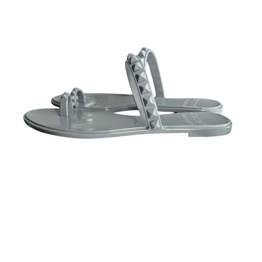 CARMEN SOL Silver Grey Maria Studded Flat Jelly Sandal Size 11 - Picture 5 of 9